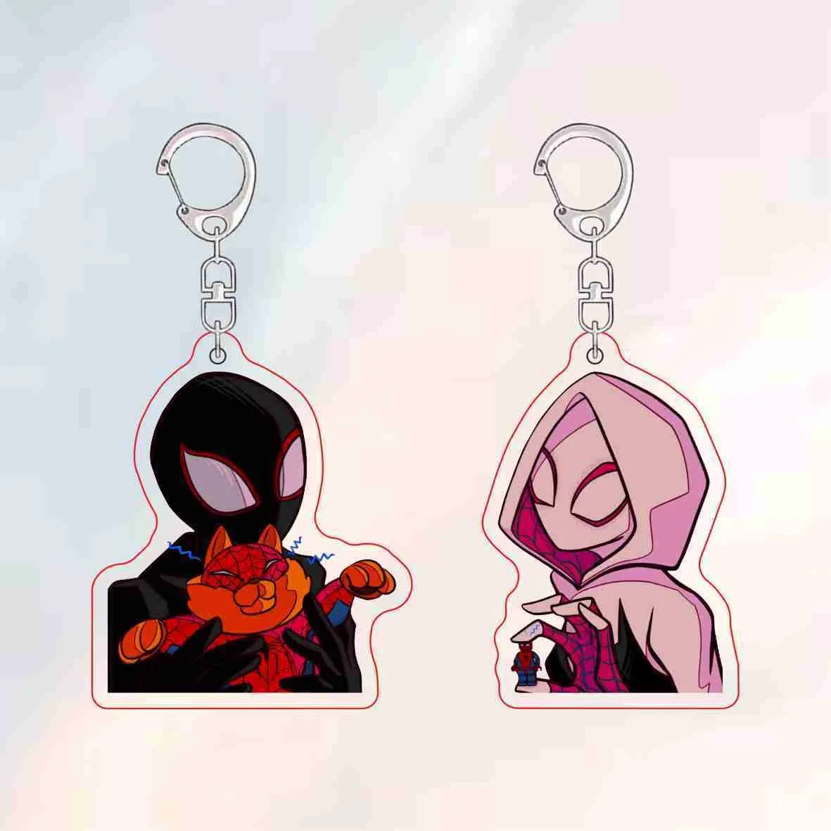 Marvel Spider Man Cute Cartoon Gwen Toy Key Chain Kawaii Periphery Backpack Pendant Lovely Schoolbag Decoration Holiday Gifts