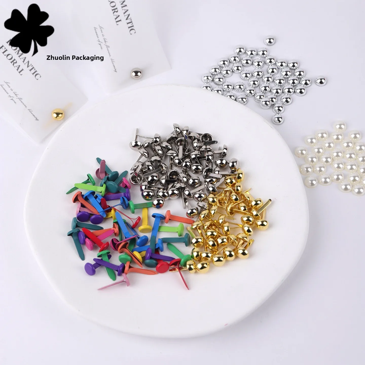 Handmade DIY Floral Shop Card Simple Fixed Two-foot Nail Gold And Silver round Head Small Iron Nail Bouquet Packaging Material