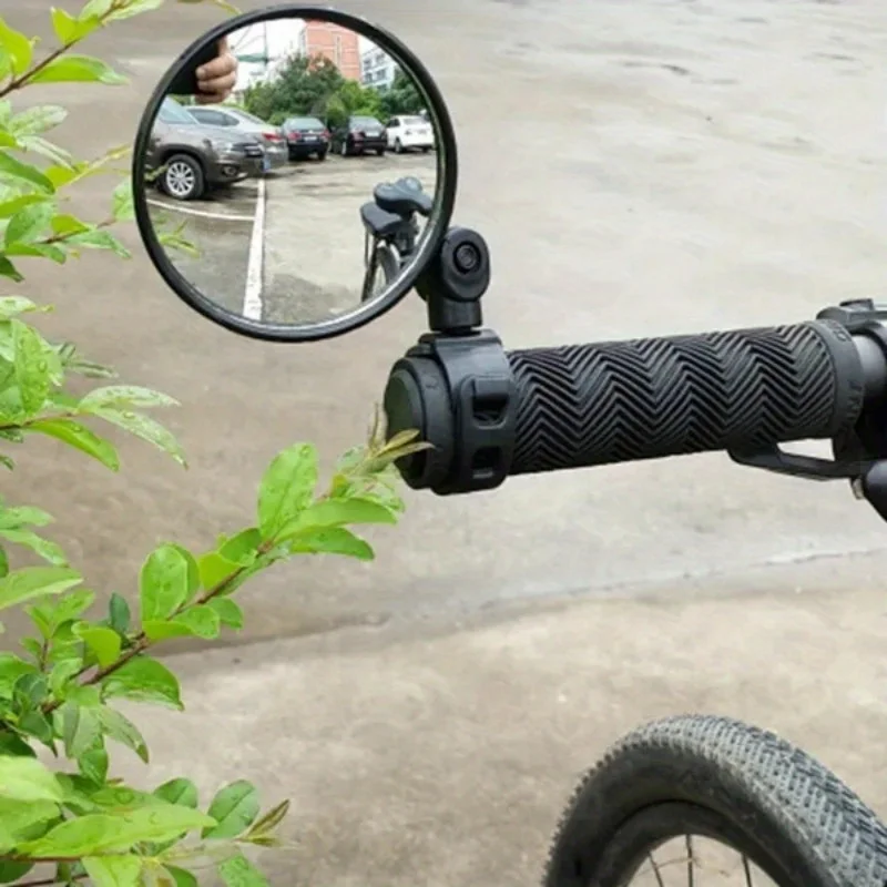 

Bicycle Rearview Mirror, Universal Fit Handlebar Mirror, 360-Degree Rotation, Convex Lens, Round PVC Cycling Accessory, Black