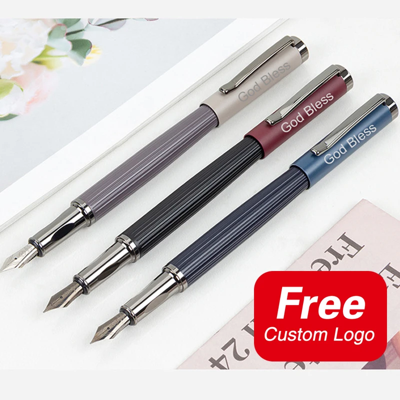 

Luxurious Metal Fountain Pen Custom Logo Business Office Commemorative Collection School Student Graduation Gift Stationery Pen