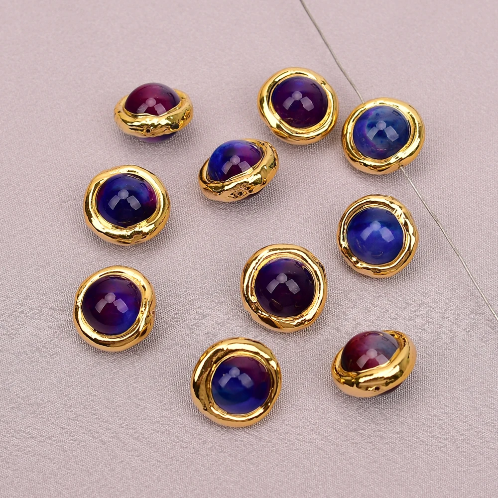 APDGG 10 Pcs Natural Mix Blue Purple Color Ocean Jasper Agate Beads