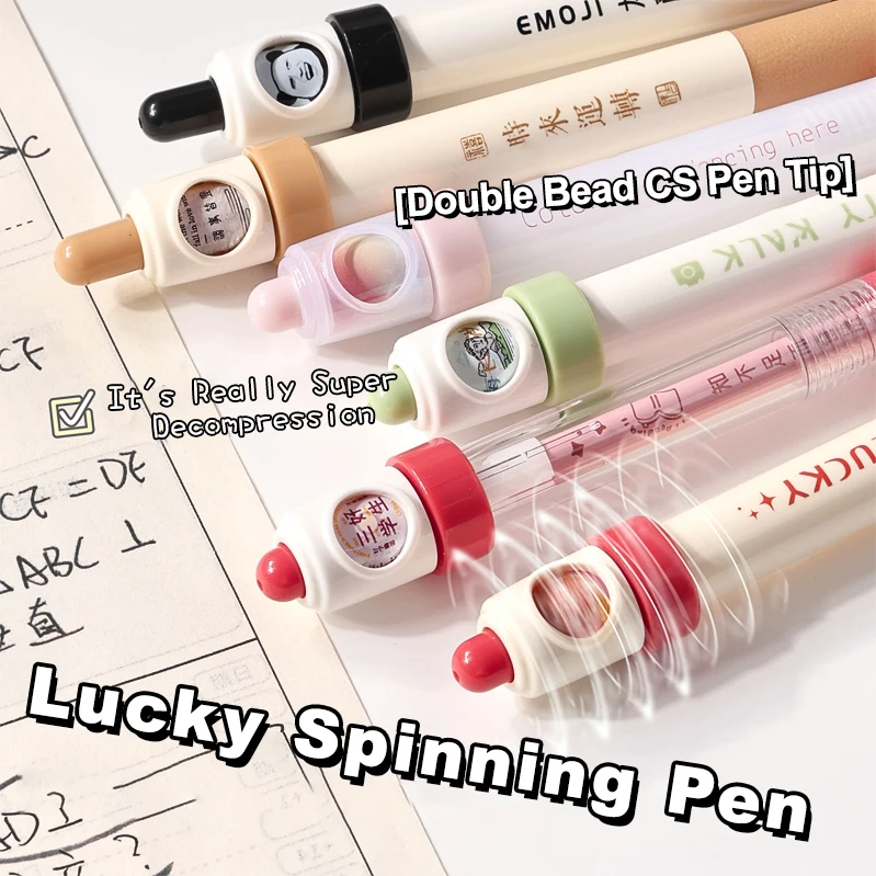 1PC Decompression Rotary Pen Decompression Press Neutral Pen Black Pen High Appearance Scrolling Pen Black Double Bead CS Pen Co