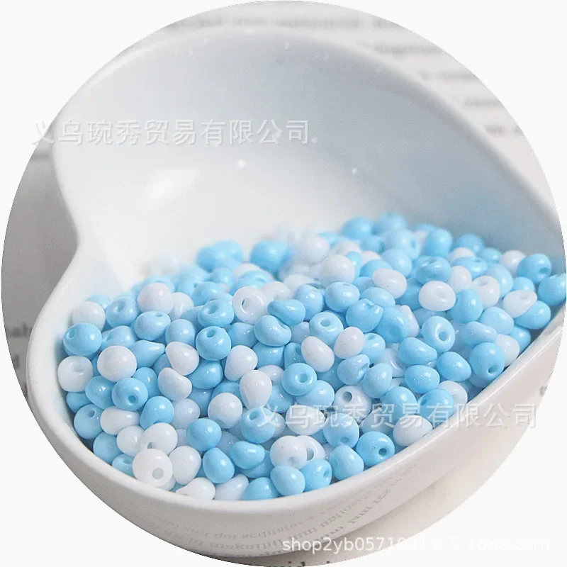 5mm oil painting solid color water droplet rice bead handmade DIY bracelet necklace accessories bead material 125 pieces