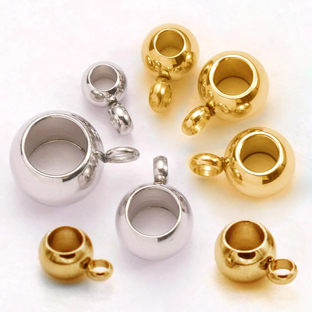 

10pcs Stainless Steel Spacer Beads Pendant Charms Clasps Gold Color Bail Beads for DIY Jewelry Making Findings Hole 2-4mm Beads