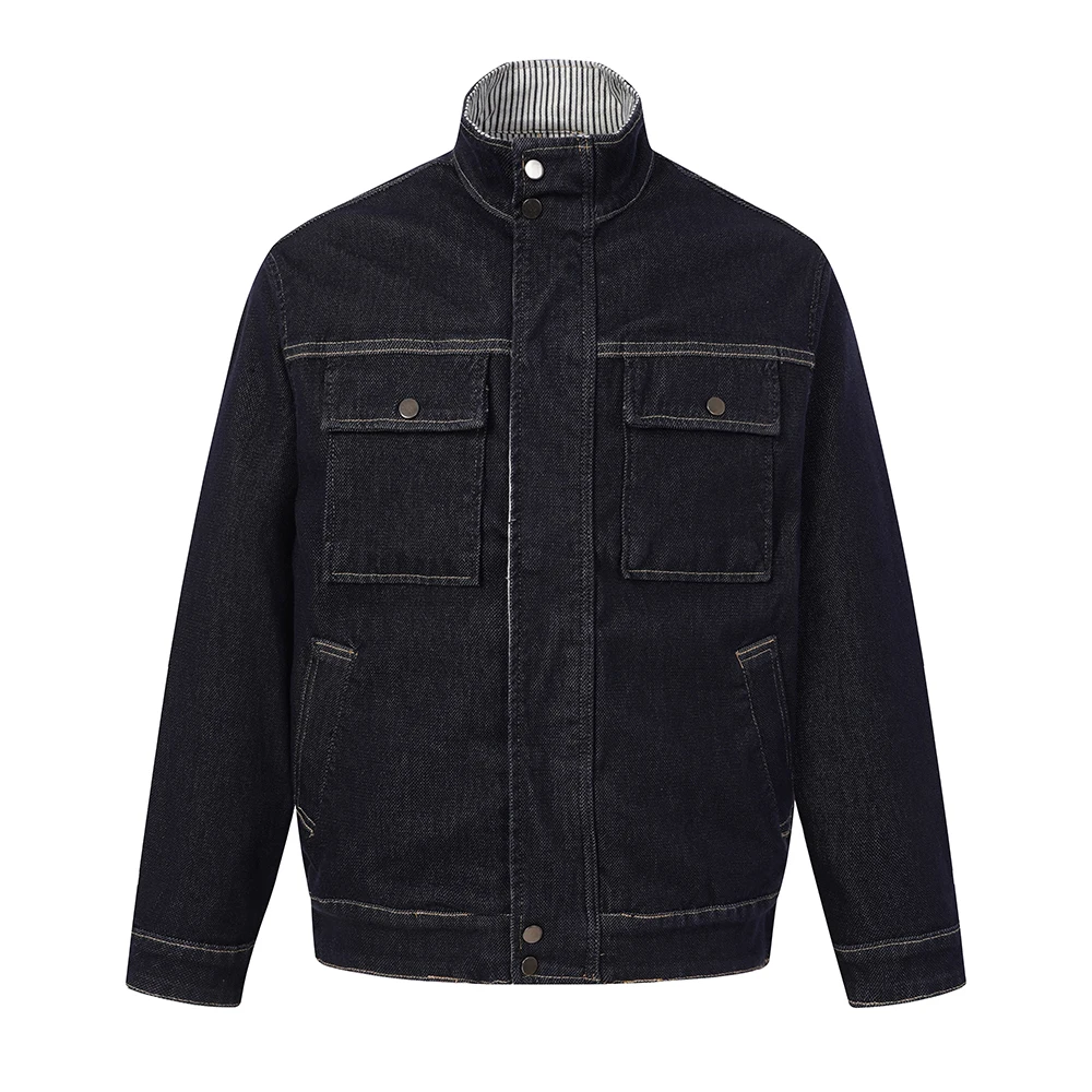 Streetwear Solid Color Washed Baggy Jeans Jacket for Men Lapel Vintage Loose Casual Autumn Windbreaker Denim Coat Oversized