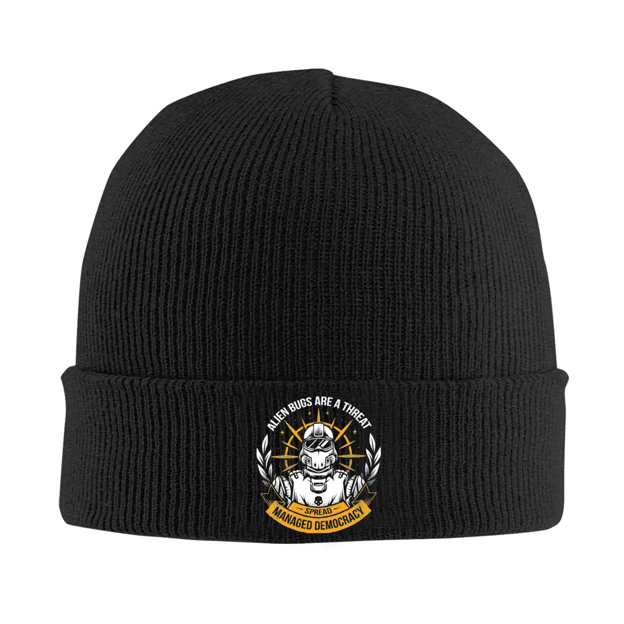 Spread Democracy Helldivers Hats Autumn Winter Beanies Warm  Caps Men Women Acrylic Knitted Caps