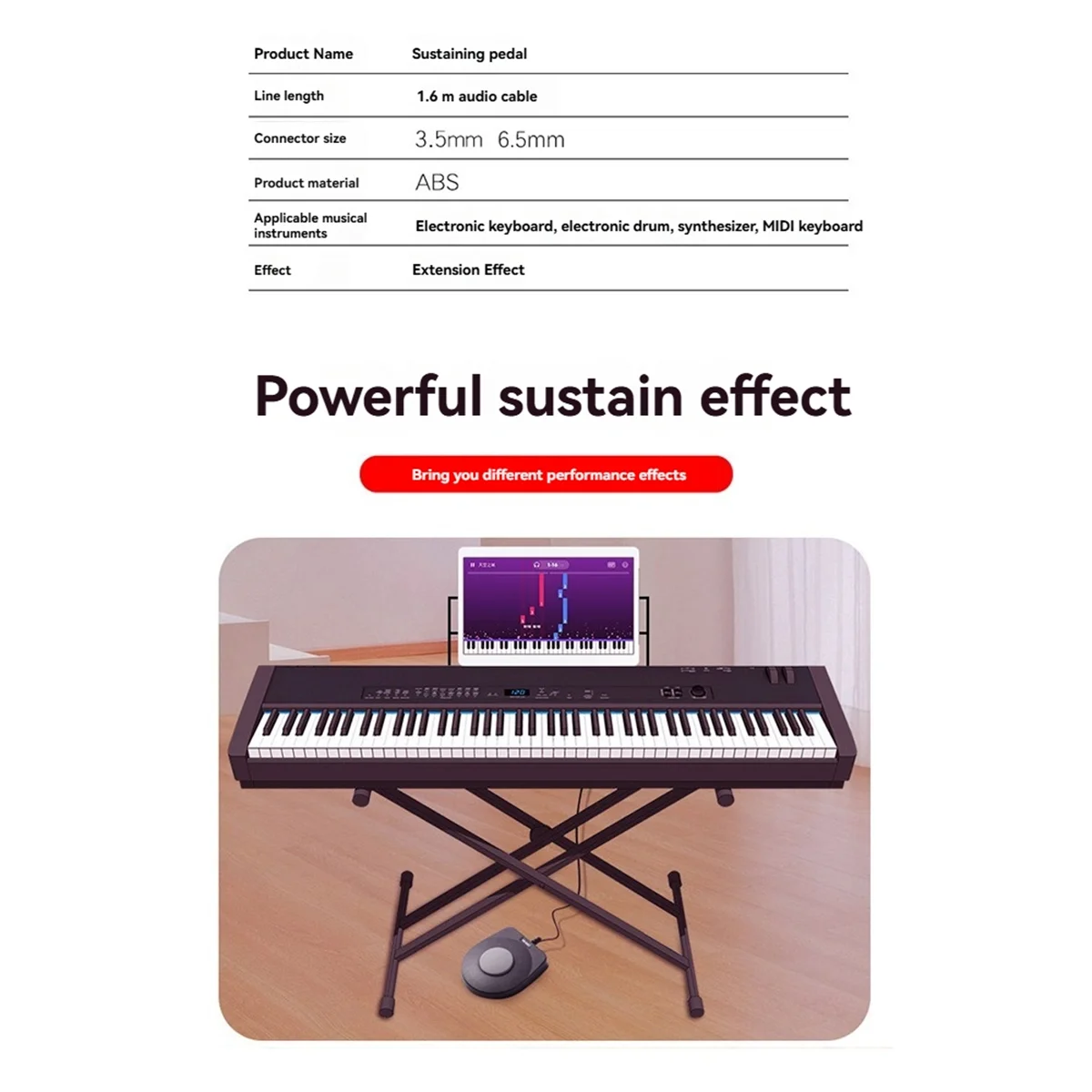 A66Z 3.5 มม.คู่ Sustain เหยียบเท้ากลองชุดเหยียบสําหรับคีย์บอร์ดเปียโนไฟฟ้าเปียโนมือเครื่องดนตรีอุปกรณ์เสริม