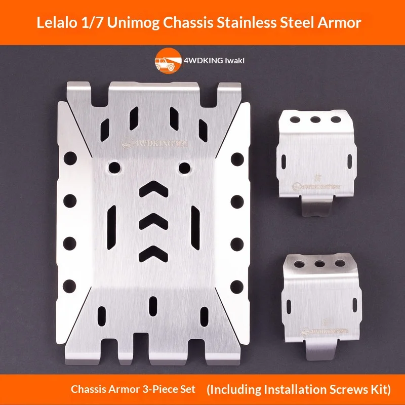Rlaarlo 1/7 Unimog Stainless Steel Chassis Armor Skid Plate 4WDKING RC Crawler Upgrade Parts Protection