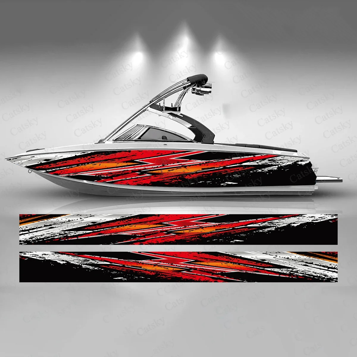 Abstract Sharp Stripes Colorful Boat Sticker Fashion Custom Fish Boat-Sticker Vinyl Waterproof Boat Wrap Graphic Boat Wrap Decal