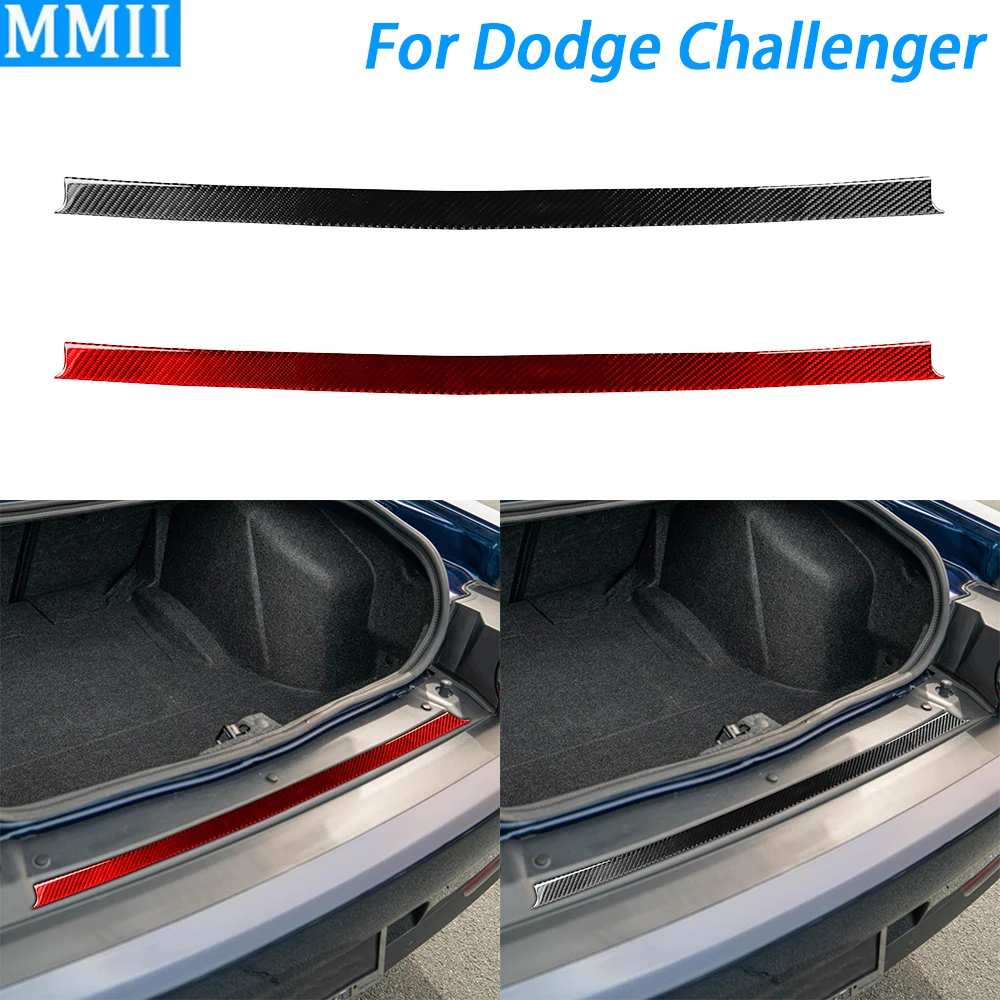 For Dodge Challenger 2015-2022 Real Carbon Fiber Rear Trunk Bumper Panel Decorative Cover Car Decoration Accessories Sticker