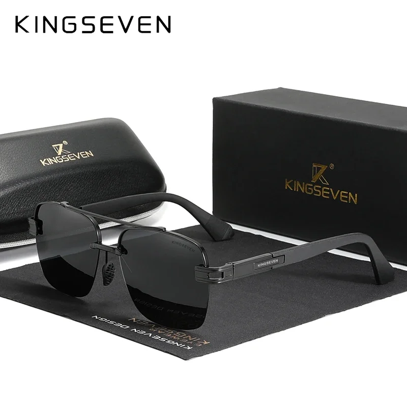 

KINGSEVEN Fashion Sunglasses For Men Polarized Gradient Sun glasses Women Men Semi-Rimless Square Retro Eyewear Okulary Driving