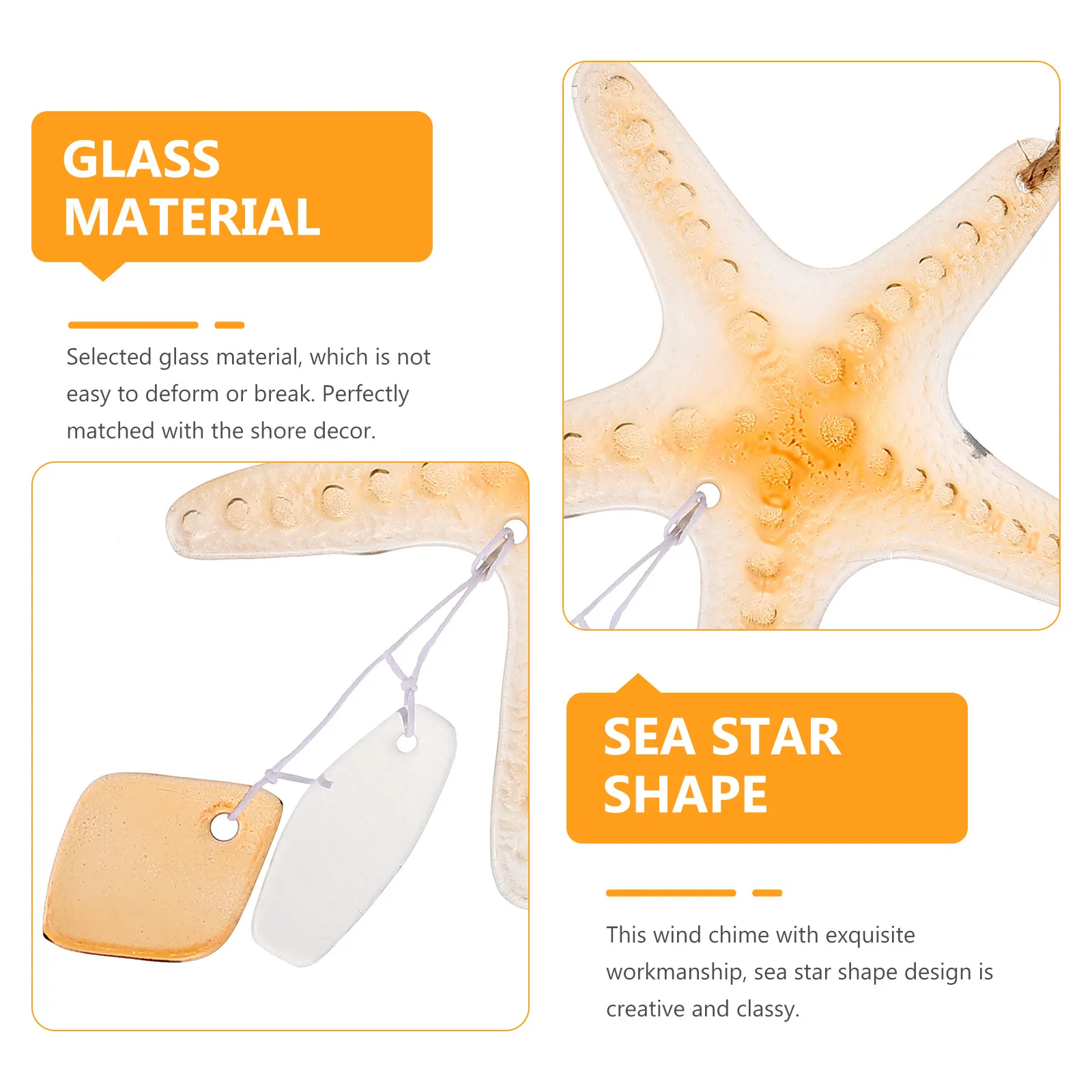 

Creative Wind Chime Sea Star Design Clear Sweet Sound for Balcony Patio Lawn Courtyard Decoration