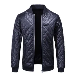 New Fashion Men Jackets Baseball Collar PU Leather Jacket Coat Fleece Lining Winter Warm Windbreaker Leather Outwear Men MY978