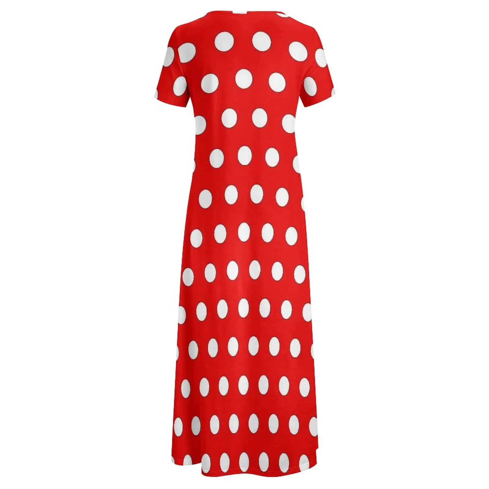 White And Red Polka Dots Dress  Elegant Maxi Dress Women Short Sleeve Korean Fashion Boho Beach Long Dresses Big Size