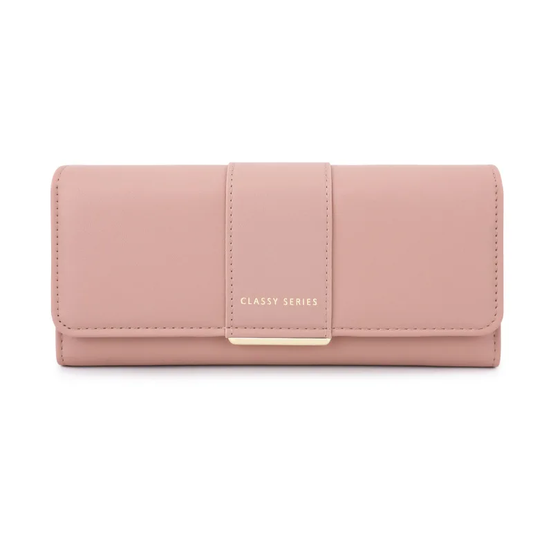 2024 Spring and Summer The Latest Women's Long Wallet Japan and South Korea Small Fresh Solid Color Three Fold Bag Foldable And