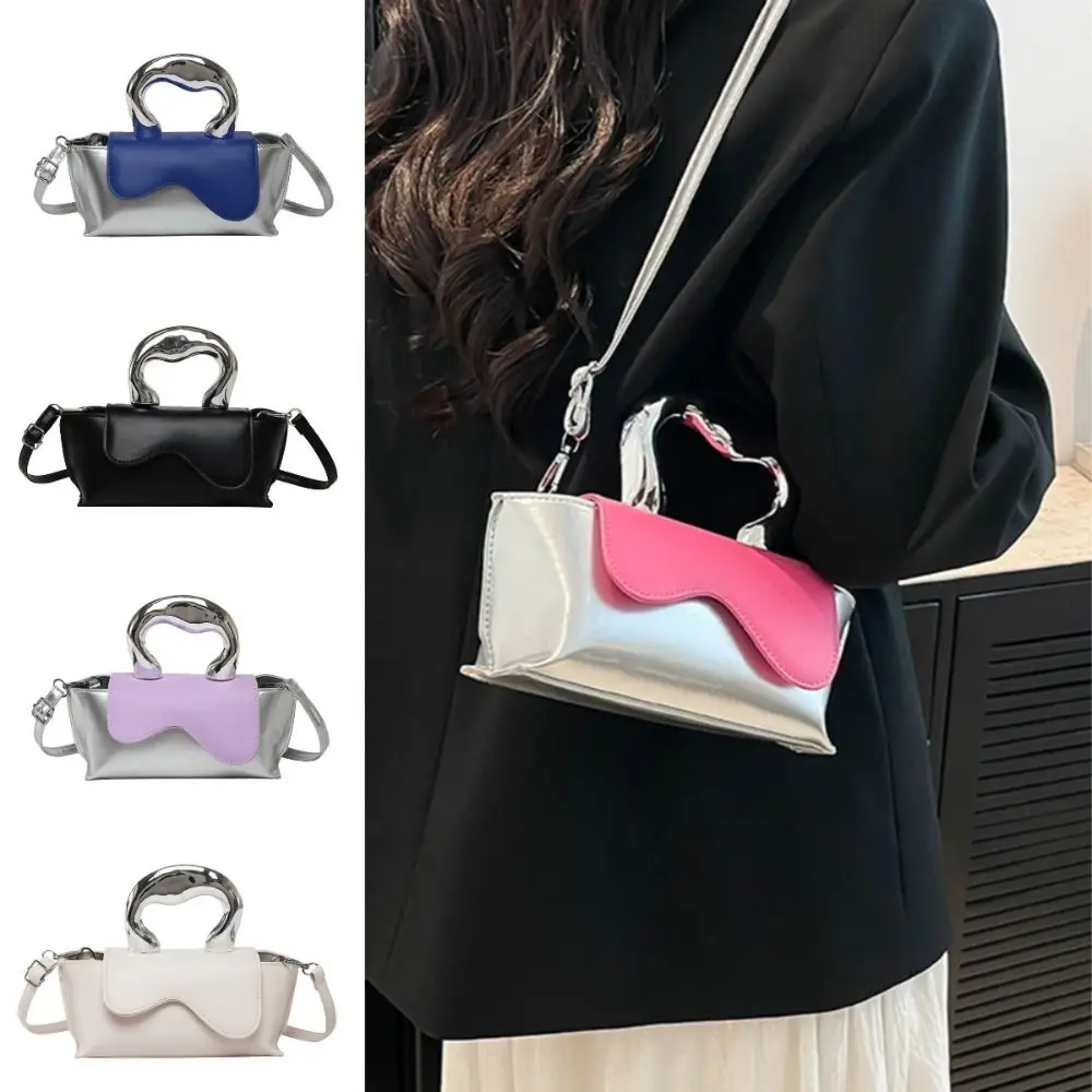 

Sweet Elegant PU Leather Shoulder Bag Waterproof Patchwork Square Crossbody Bag Soft Adjustable Strpe Women's Handbag Shopping