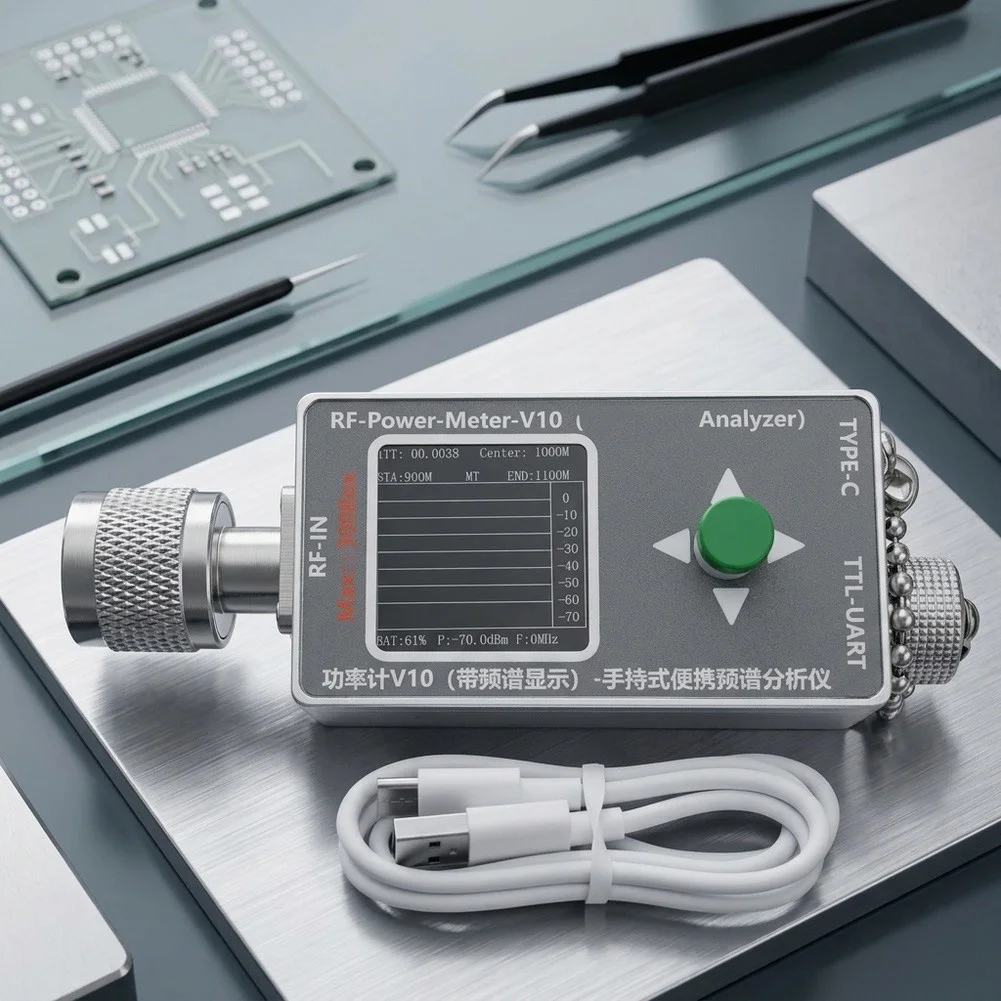 RF Power Meter for v10 N-type for Signal Monitoring 35MHz-4.4GHz Range 70dBm to +30dBm Measurement Aluminum Housing