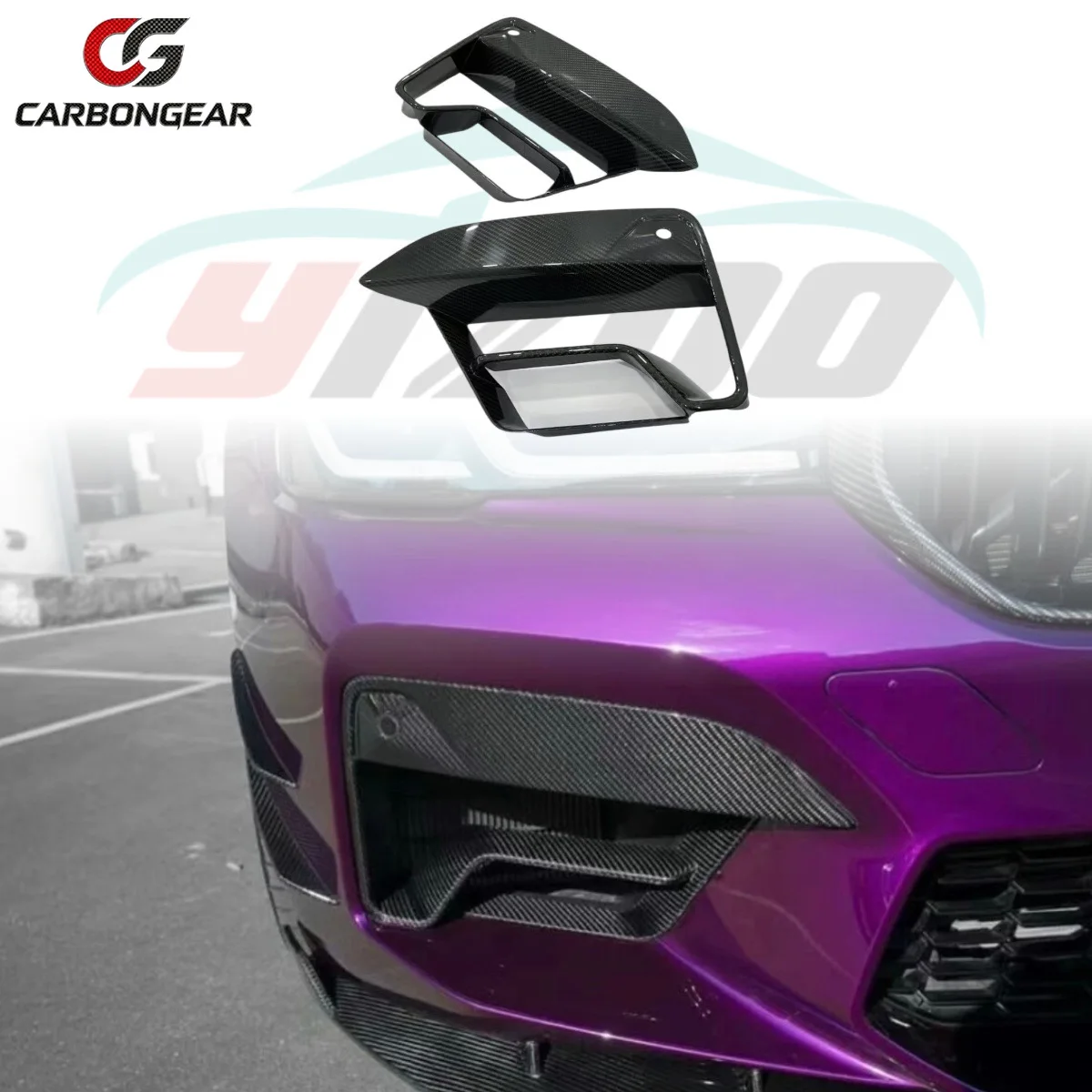 For BMW F90 M5 LCI 2021+ Front Fog lamp Air Vent BodyKits Trims Dry Carbon Fiber Modification Front Bumper Air Vent 2 PCS/Set