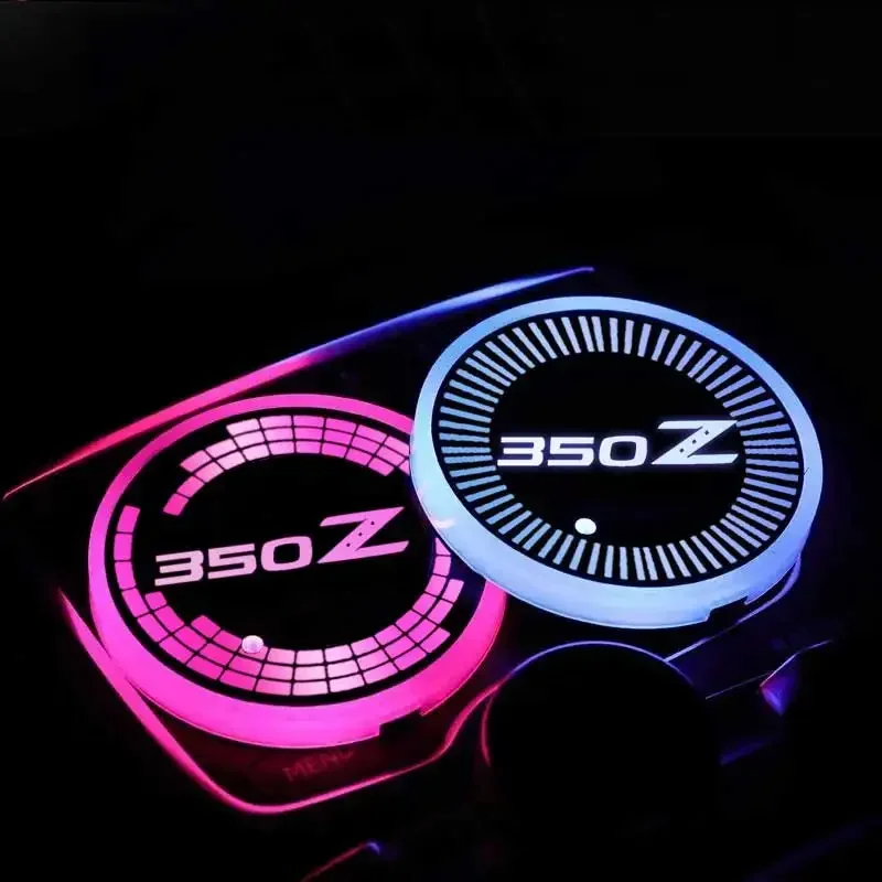 Car LED Luminous Water Cup Holder Mat Colorful Ambience Light USB Charging Non-slip coaster for 350Z Accessories