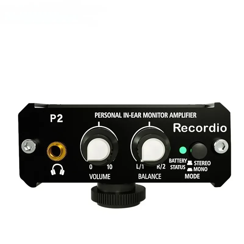 P2 Headphone amplifier, 1 buah Headphone Monitor logam hitam cocok untuk pidato/Streaming langsung