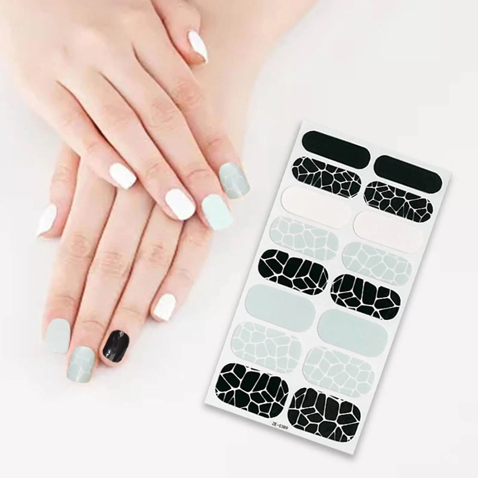 Bandes d'ongles en gel semi-durci pour filles et femmes, enveloppes d'ongles, salon, 16 pièces