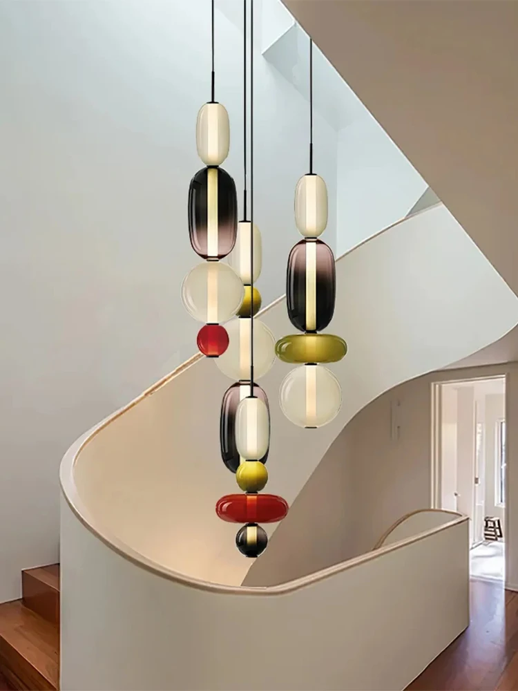 Modern Candy Glass Italian Hanging Lamp Colorful Pendant Light Chandelier for Loft Living Room Kitchen Restaurant Ceiling Decor