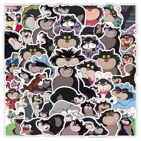 60Pcs Funny Lucifer Cat Stickers Cartoon Lucifer DIY Stickers Scrapbooking Phone Luggage Skateboard Waterproof Decals