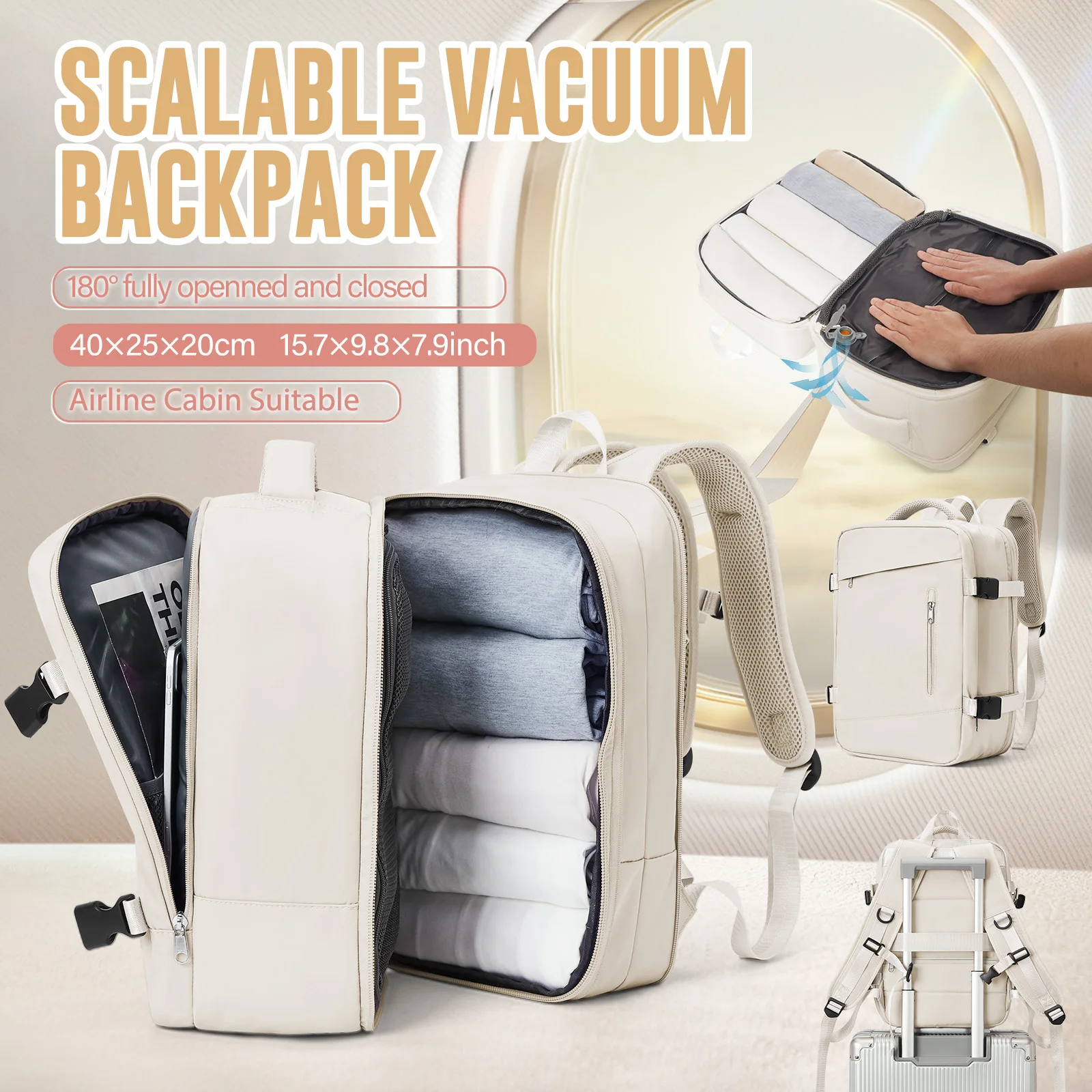 

Large Travel Backpack Storage Vacuum Compression Bag for Travel Carry on Business Day Vacpack Backpack Ryanair Backpack 40x20x25