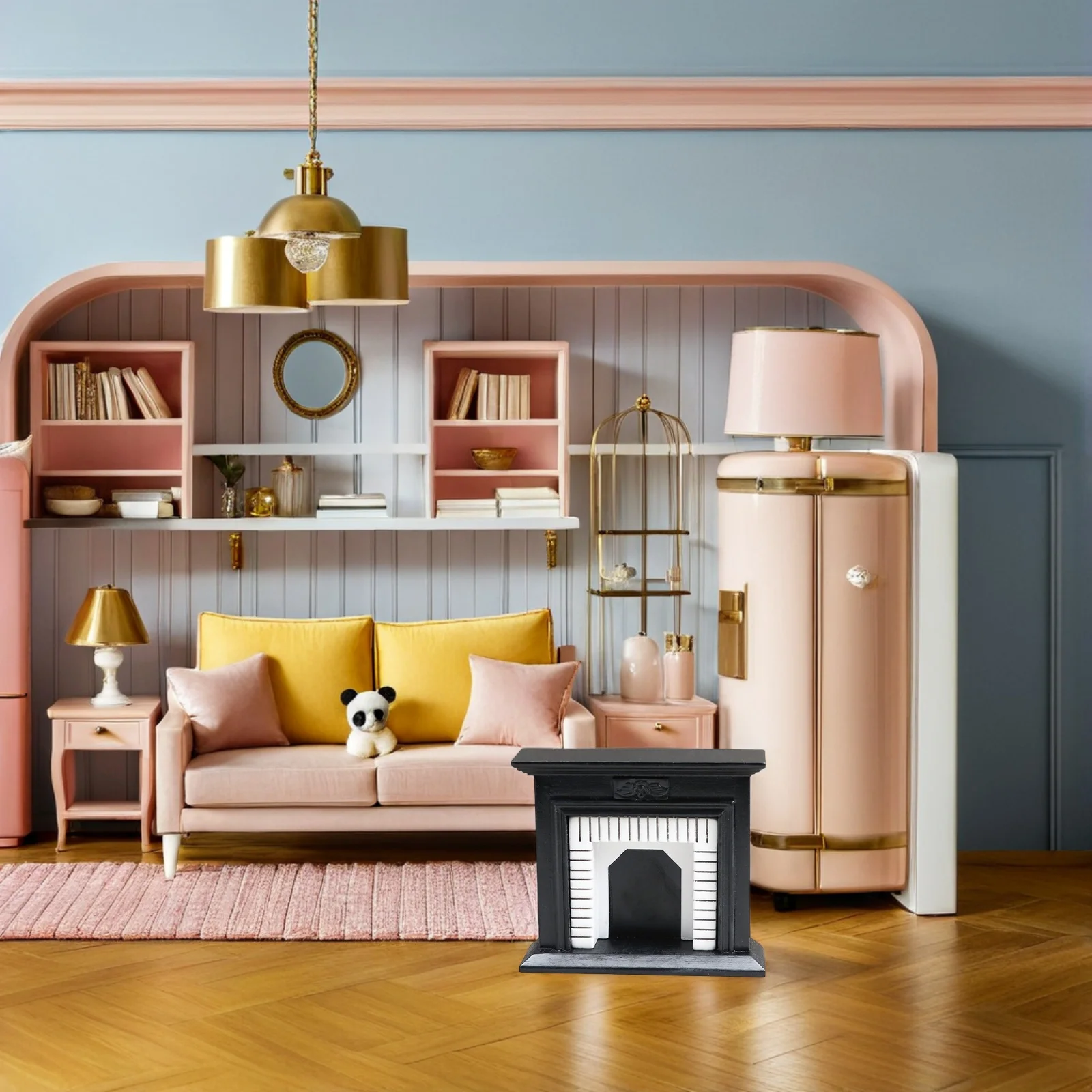 Wooden Dollhouse Miniature Fireplace 1:12 Scale Simulated Miniature Living Room Furniture Dollhouse Mini Furniture