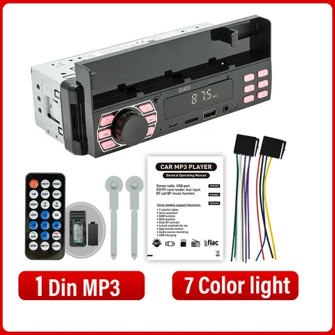 Автомобильный Держатель Для Телефона BQCC 1Din С MP3, Bluetooth-вызовами, Цветной Подсветкой, Голосовым Управлением, FM-радио