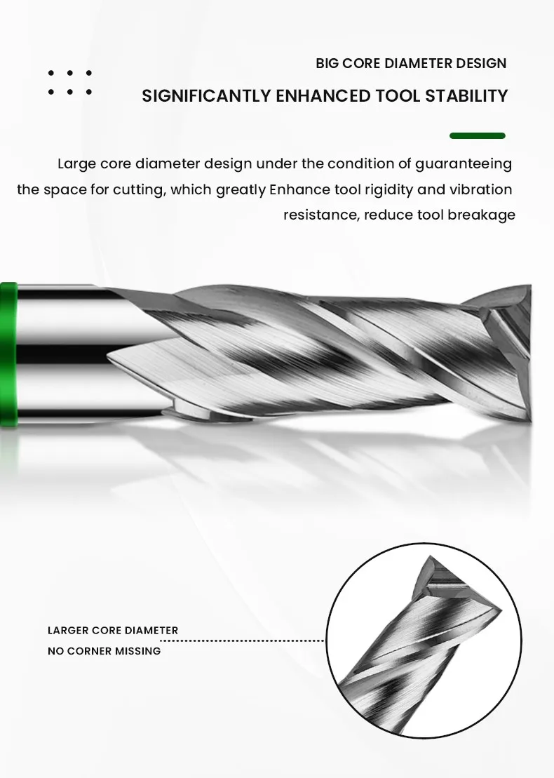AZZKOR TGH-HRC50 2-Schneiden Hartmetall-Wolframstahl für Aluminium-Flachfräser CNC Mechanische Holzbearbeitung Fräswerkzeuge 1-20 – Detail 3