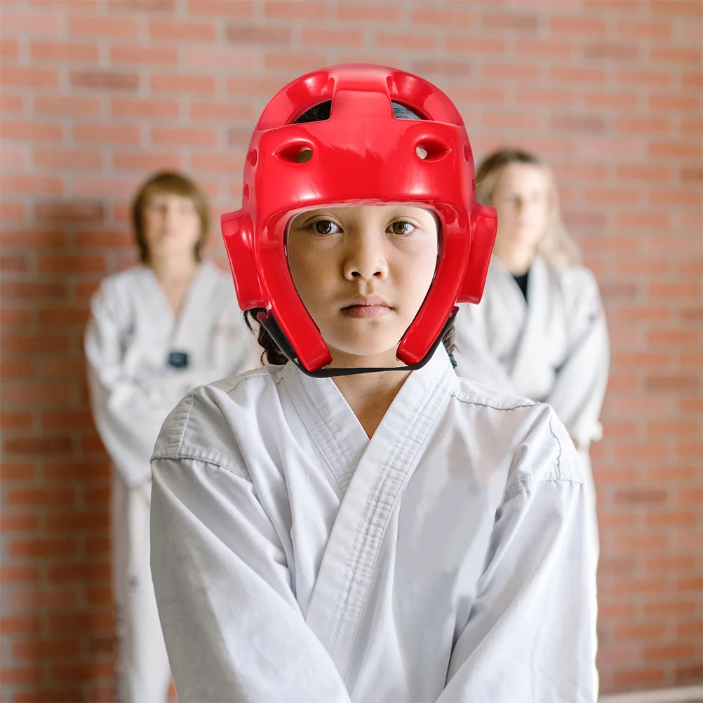 

Adjustable Kids Taekwondo Headgear Strong PU Sponge Build Enhanced Impact Resistance Ideal for Karate Sparring Martial Arts