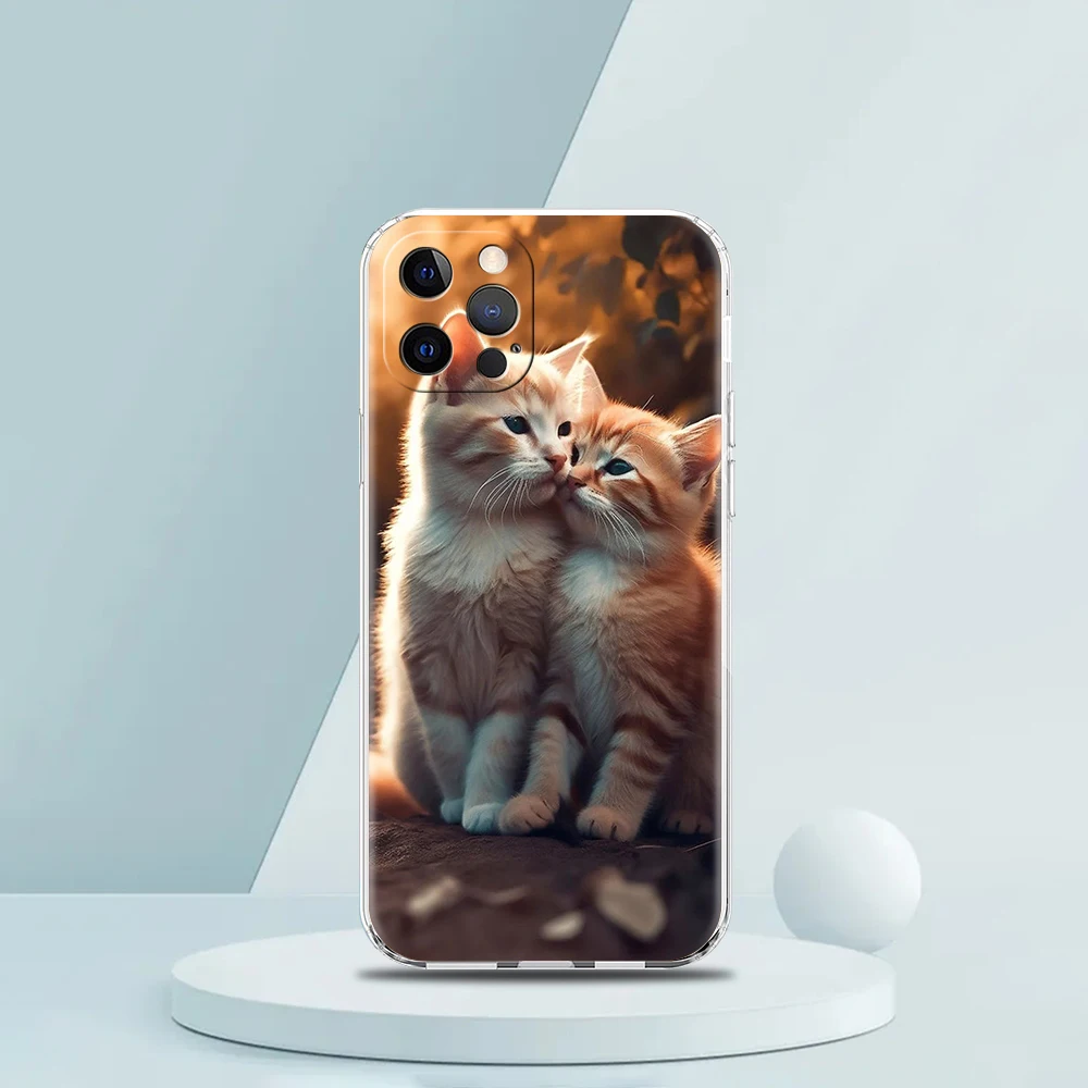 Kiss Cat Cute Kitten Phone Case for iPhone 15 14 13 12 Pro Max Transparent Soft for iPhone 11 Pro Max 7 8 Plus X XS XR SE Shell