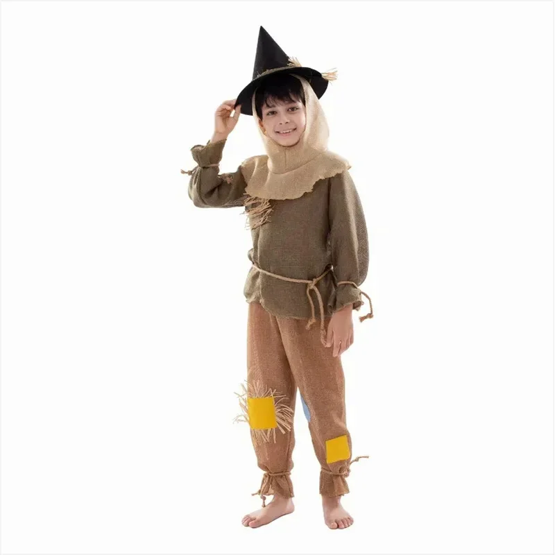 Halloween Purim Wizard Scarecrow of O-Oz Boys Girls Costume Kid Children Birthday Party Scarecrow Cosplay clothing Fancy Dress