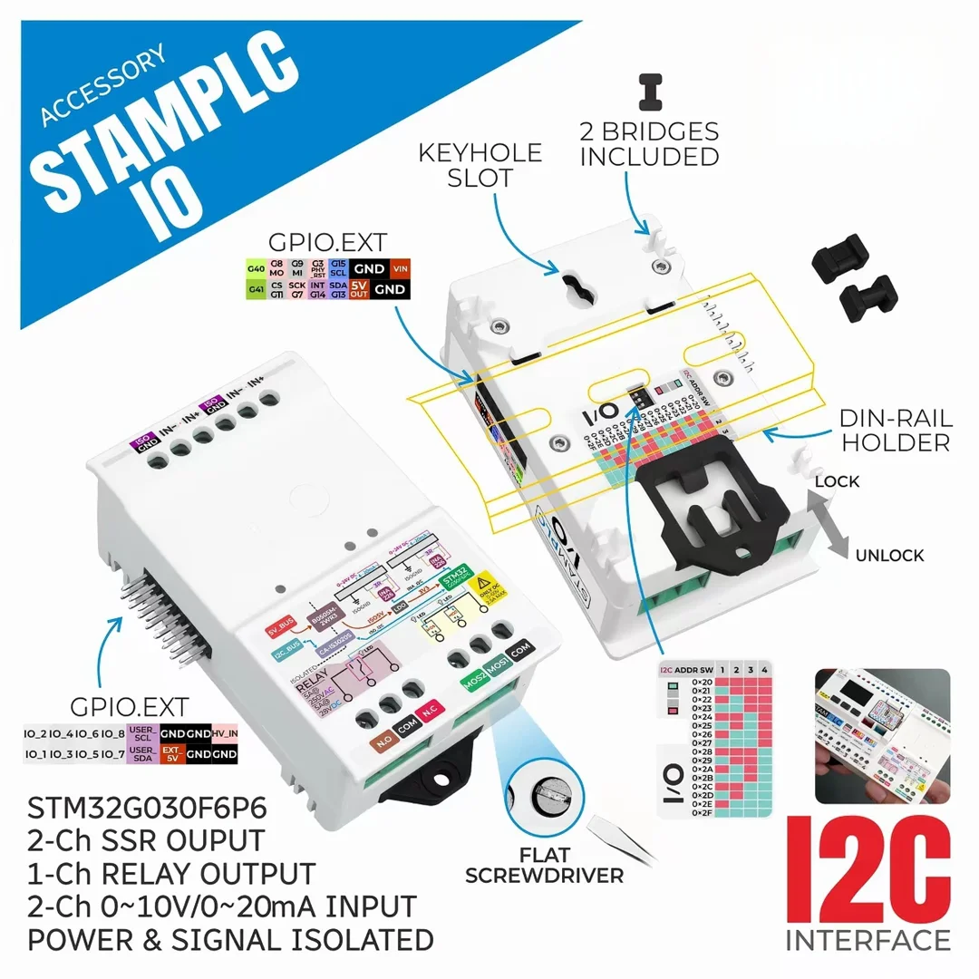 Official M5Stack StamPLC IO Electrical Isolation IO Expansion Module Compatible with StamPLC Host
