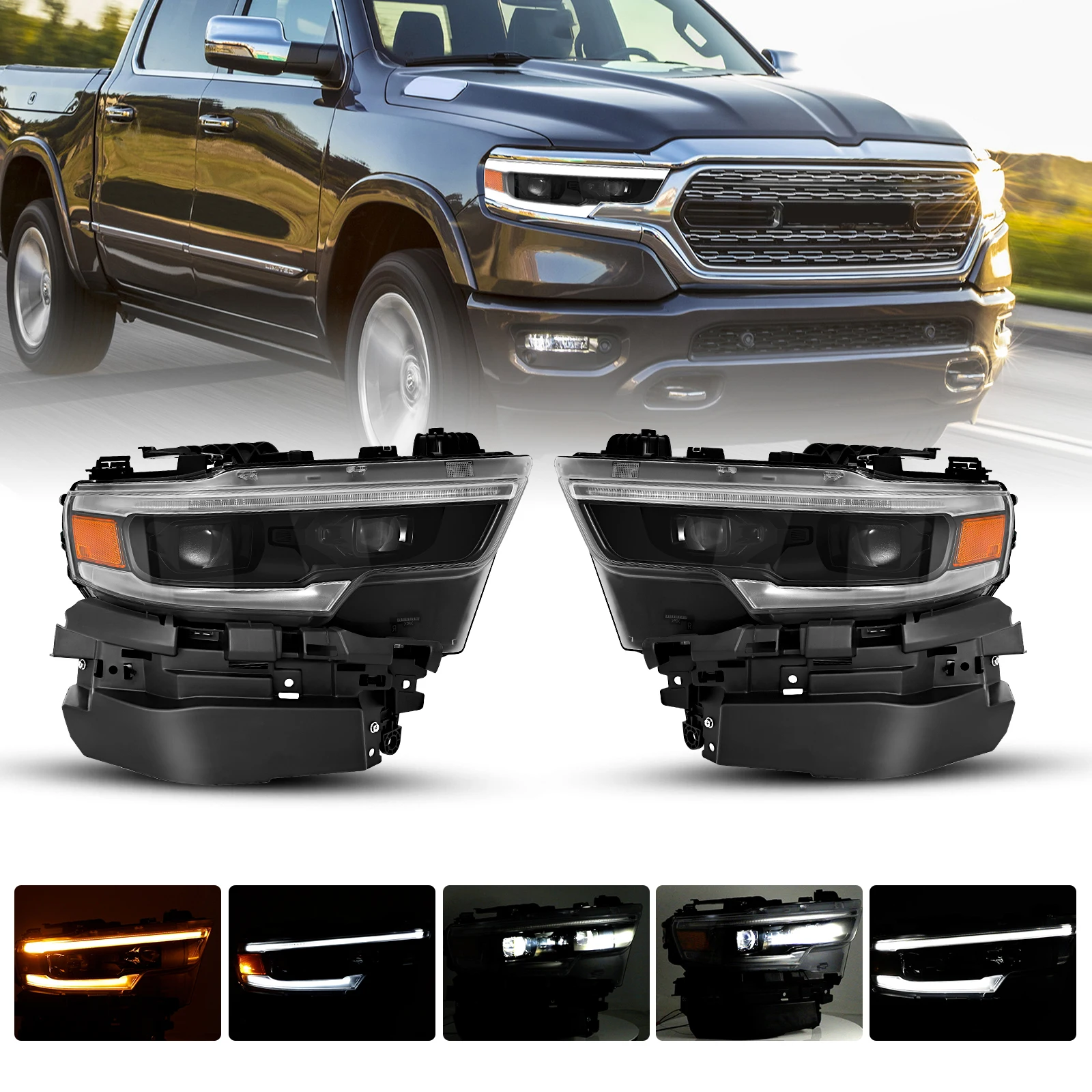 Factory Direct Sale LED Automotive Headlights for 2019-2022 Dodge Ram 1500 TRX LED Automotive Headlight view 5