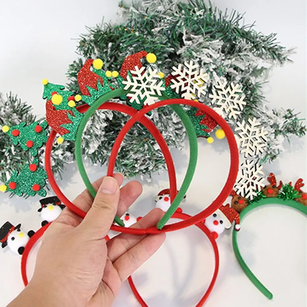 Cute Christmas Headbands Elf Christmas Tree Wear-resistant Christmas Hair Hoop Non-slip Reindeer Snowflake Elk Headdress