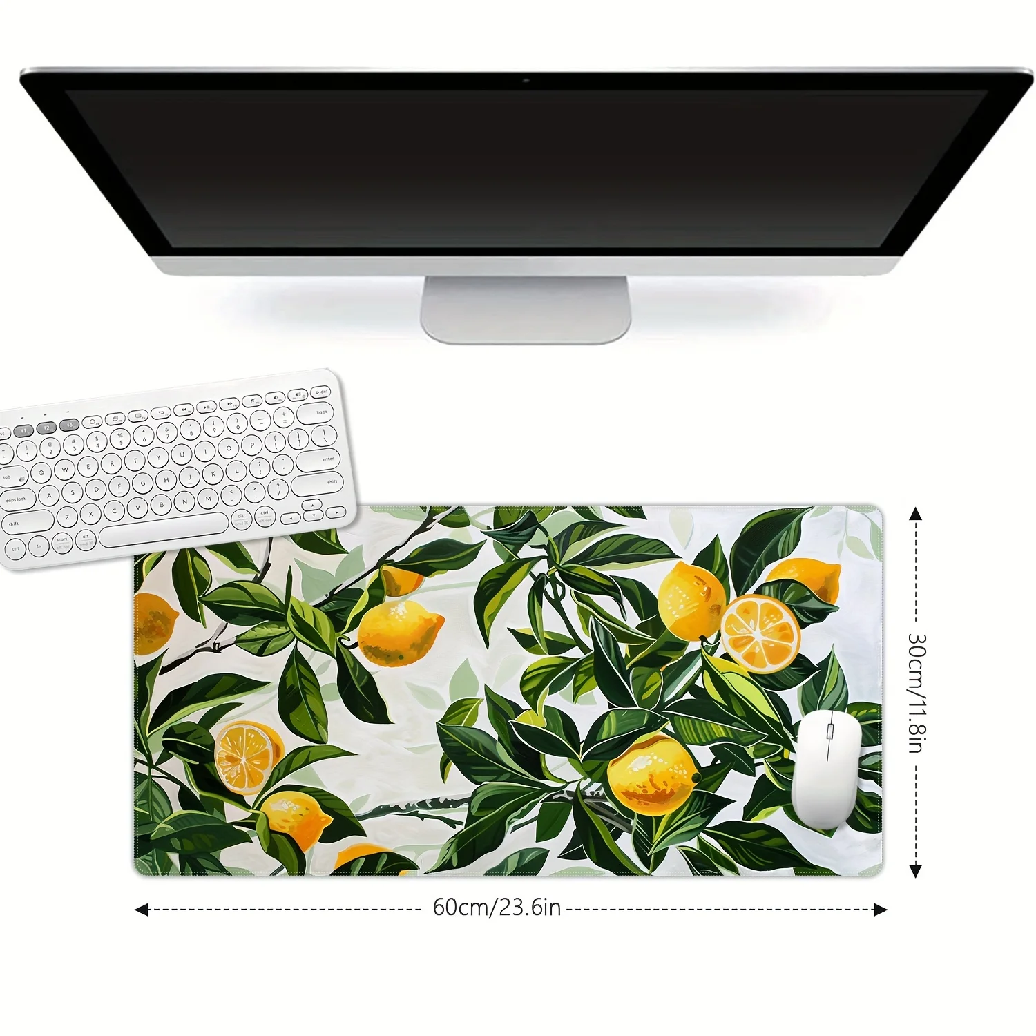 Lemon Pattern Mouse Pad - Mouse Mat For Home And Office, 11.8×23.6 Inch Gaming Mousepad Laptop Keyboard Mat With Non-Slip Rubber