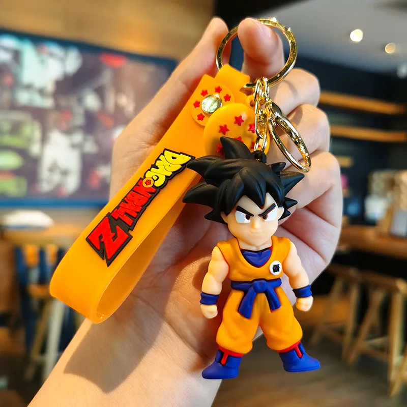 8CM Anime Dragon Ball Keychain Fashion Jewelry Son Goku Vegeta Piccolo Action Figures PVC Key Ring for Men Women Bag Pendant