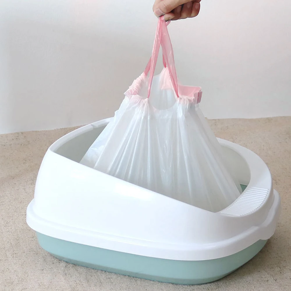 Tieker-حقيبة قمامة محمولة يمكن التخلص منها ، صندوق برباط ، كيس تنظيف مبطن ، كيس قمامة برباط سميك ، تنظيف الحيوانات الأليفة