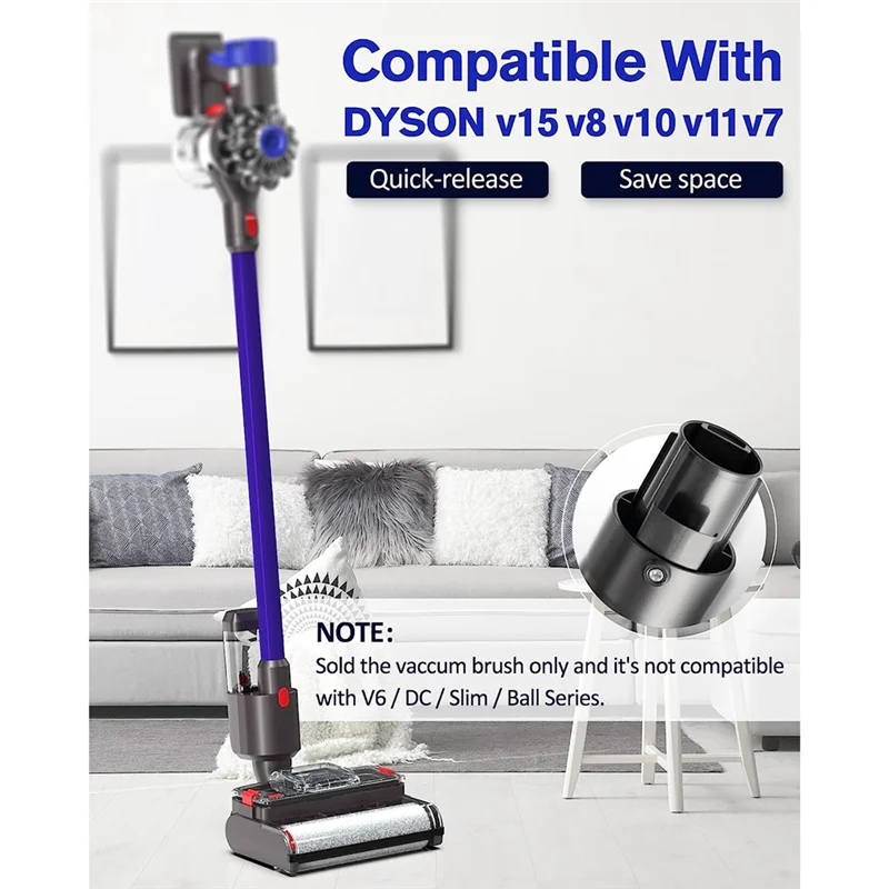 Electric Wet Dry Mopping Head for Dyson V15 V8 V7 V10 V11 Vacuum Cleaner, Automatic Cleaning Roller Brush for Hard Floor