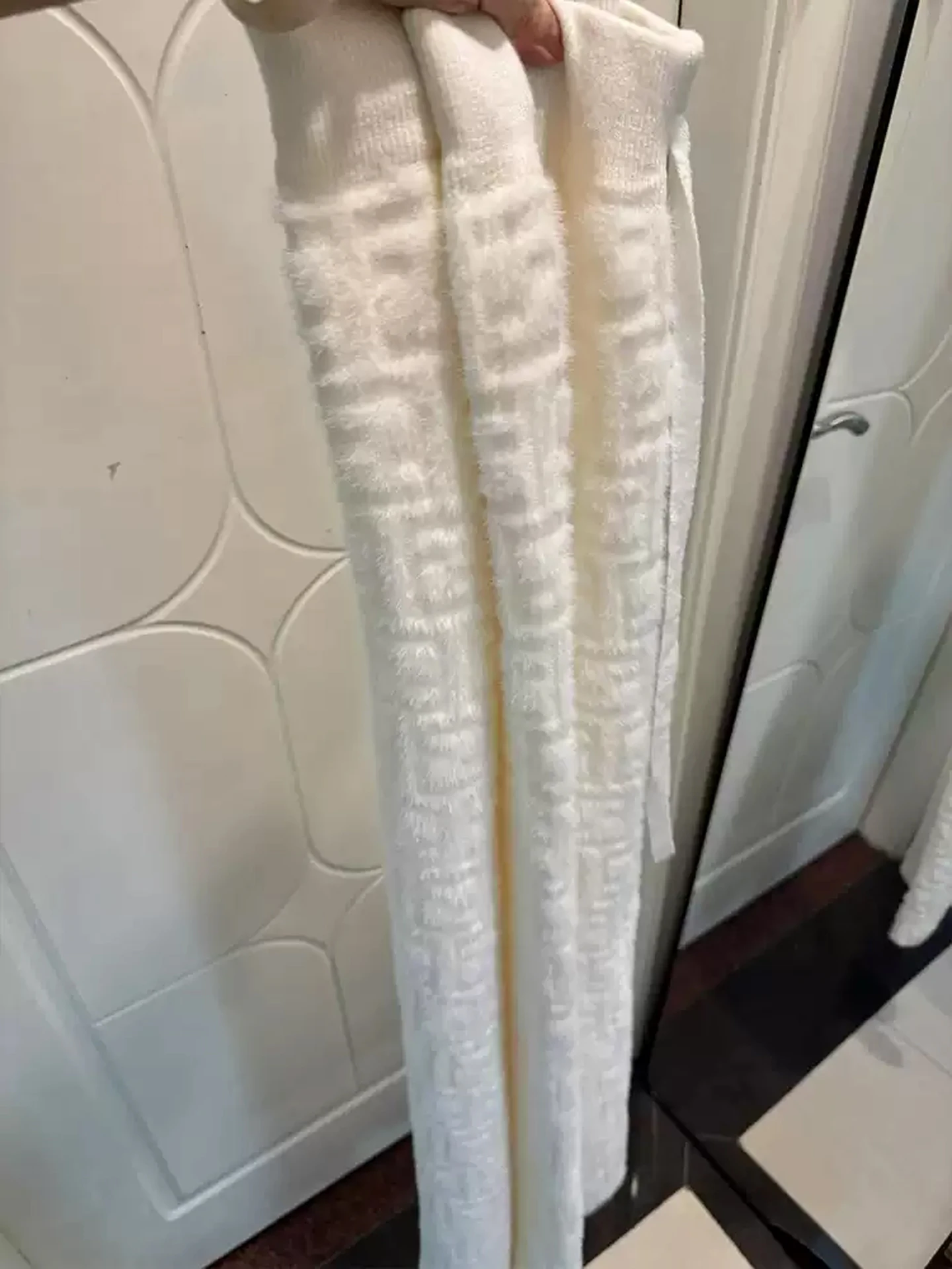 Pantaloni a gamba larga lavorati a maglia a vita alta da donna Autunno Inverno New Sle Loose Fit Pantaloni casual morbidi Nappa Dettaglio Fce Foderato