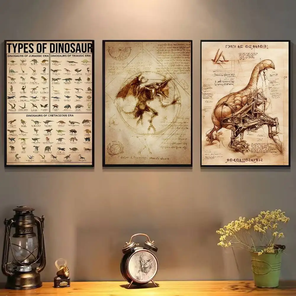 Retro cool dinosaur Series Poster HD home decor sticky wall waterproof home living room bar aesthetic decor - Image 3