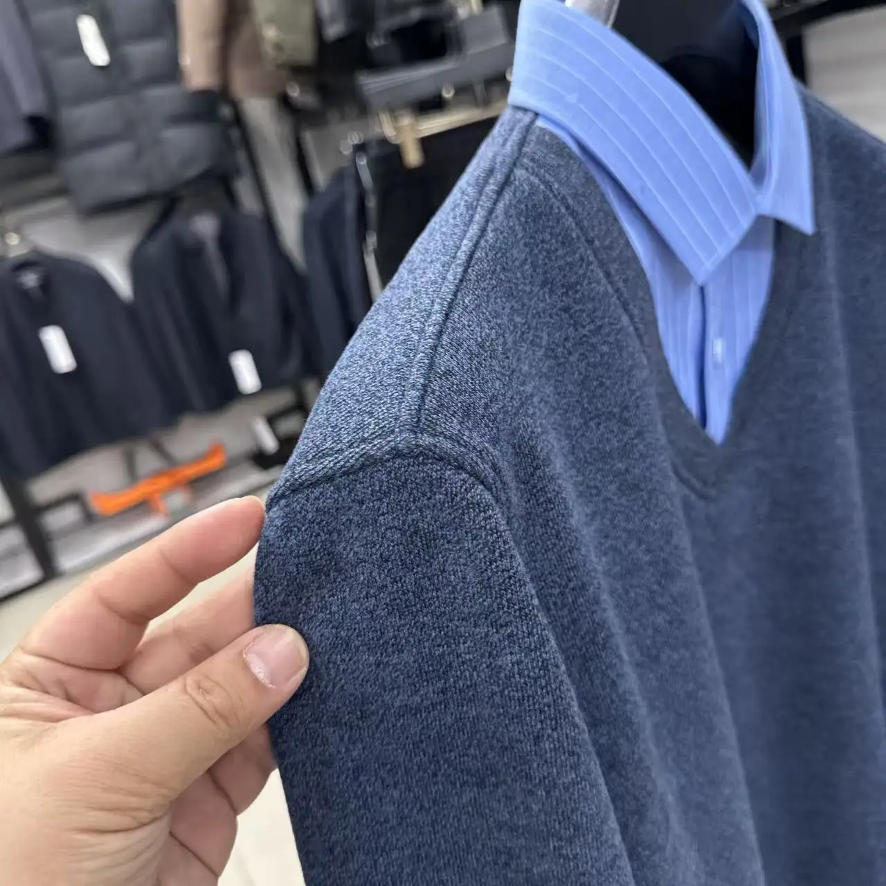 

Мягкий вязаный свитер Thiened Fce, искусственный двухсекционный дизайн Tagl, осенне-зимняя теплая мужская спортивная одежда из смеси хлопка