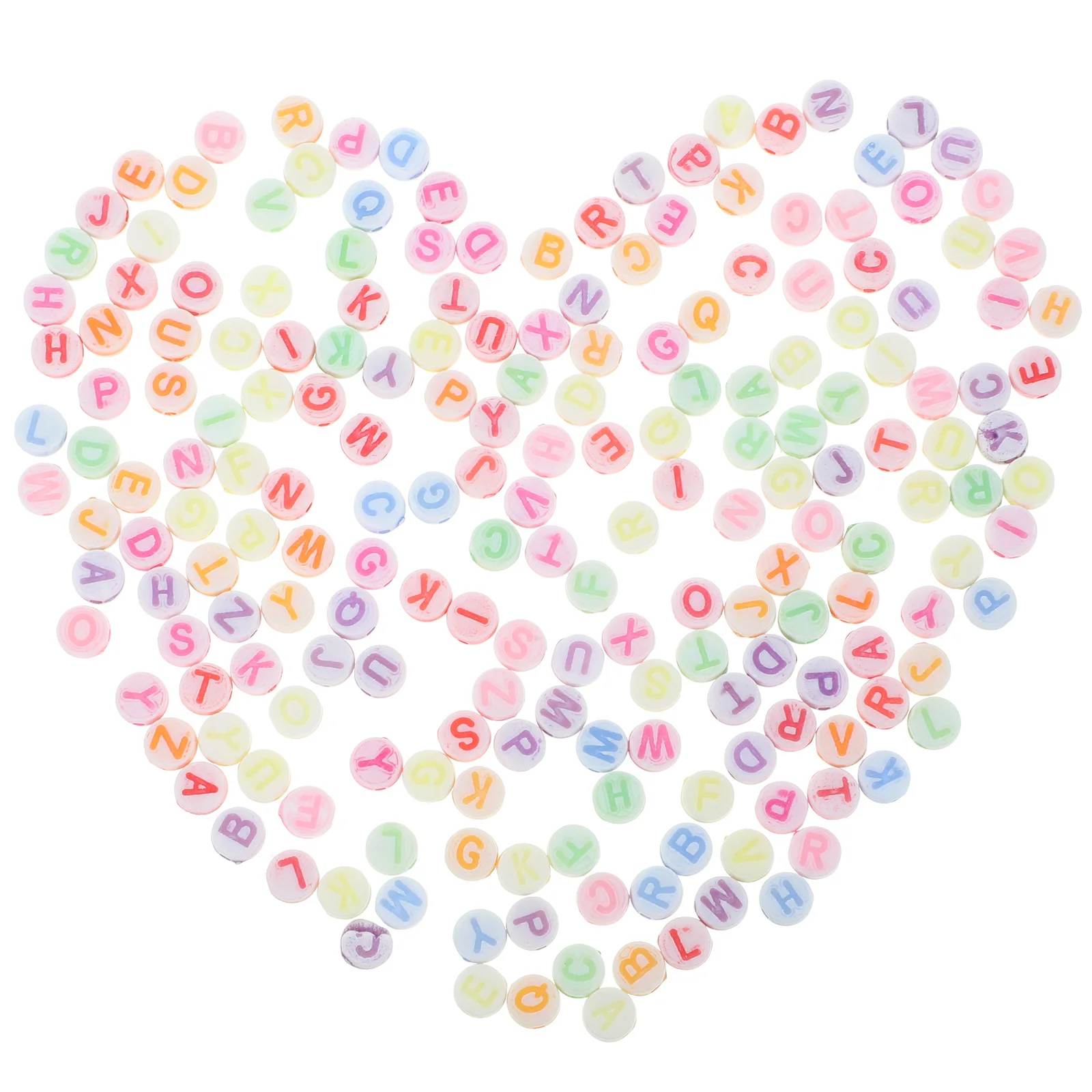 

200pcs Letter Beads Round Spacers 7mm Diameter Colorful Acrylic Alphabet Toys Craft DIY Bracelets Necklaces Multicolor