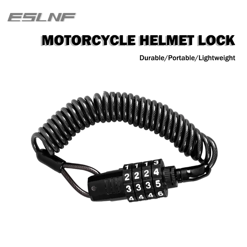 Motorcycle Helmet Lock Durable Stainless Steel Bike Cable Lock Anti-theft Scooter Password Wheel Lock