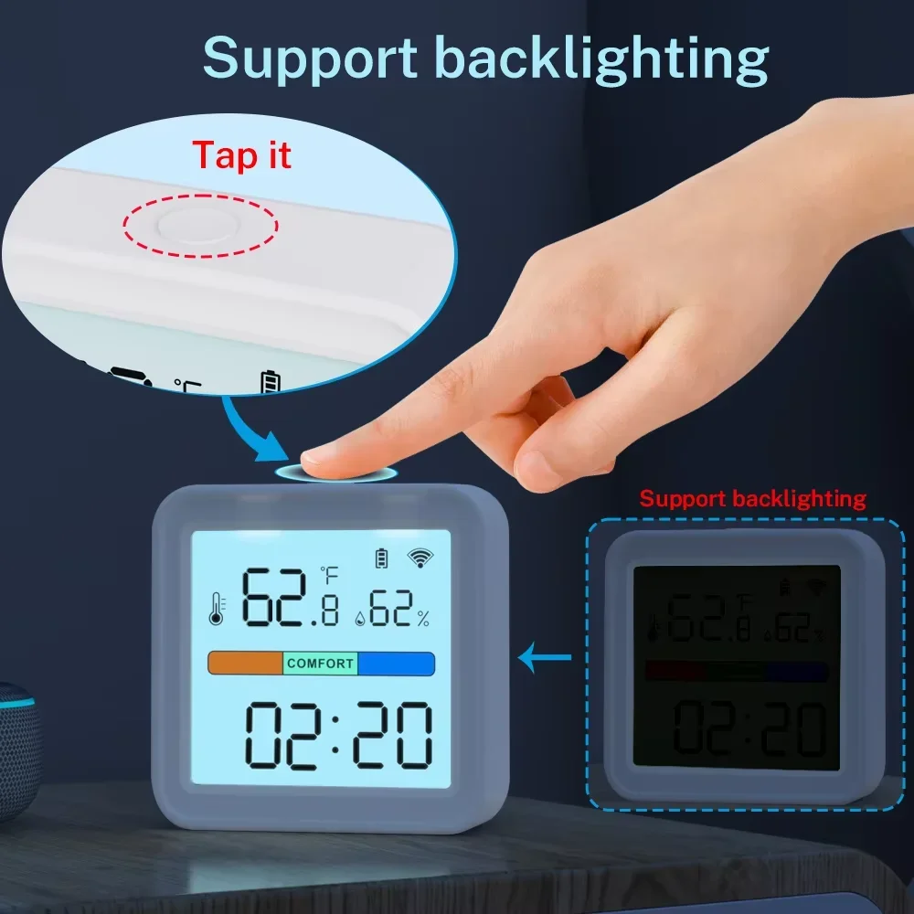 Tuya أتمتة المنزل واي فاي مستشعر درجة الحرارة والرطوبة الذكية الخلفية الرطوبة ميزان الحرارة دعم أليكسا جوجل مساعد #5