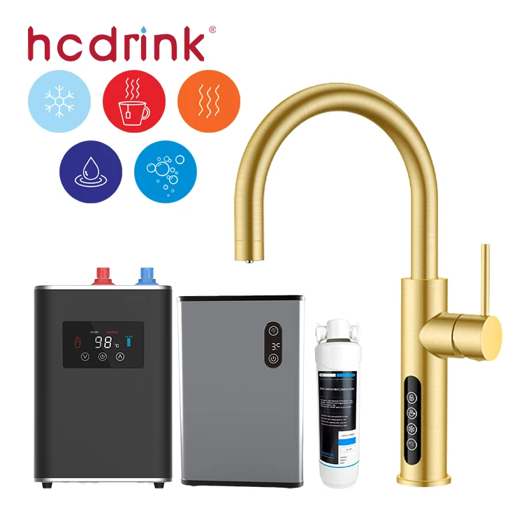 Iwater 5 in 1 Gold Customizable Kitchen Sink Faucet Mixer Faucet Electric Cooling Instant Hot Water Heater Faucet