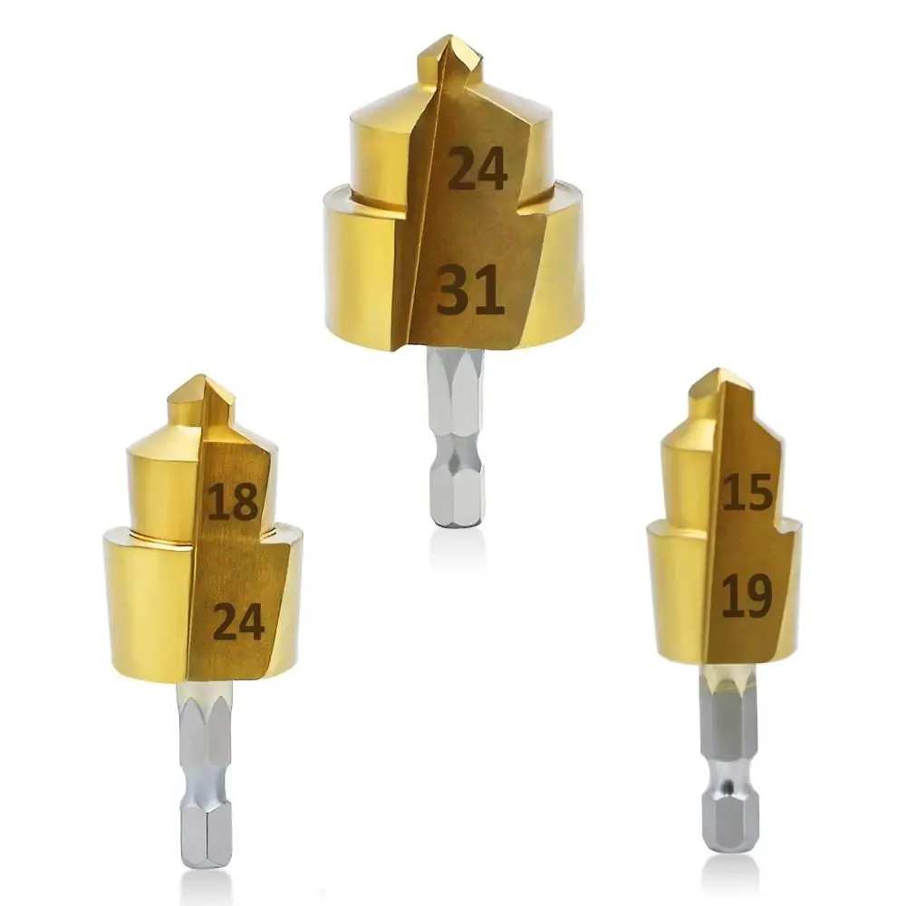 

3 шт., подъемное сверло из PPR с шестигранным хвостовиком, 31/24/19 мм, ступенчатое сверло из стали высокой твердости, легкое, износостойкое