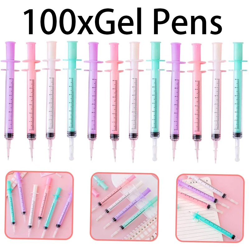 100 ชิ้น Neutral ลายเซ็นปากกาเข็มฉีดยารูปร่างปากกาเจลเครื่องเขียนนักเรียน 0.5 มิลลิเมตรปากกาสีดํา